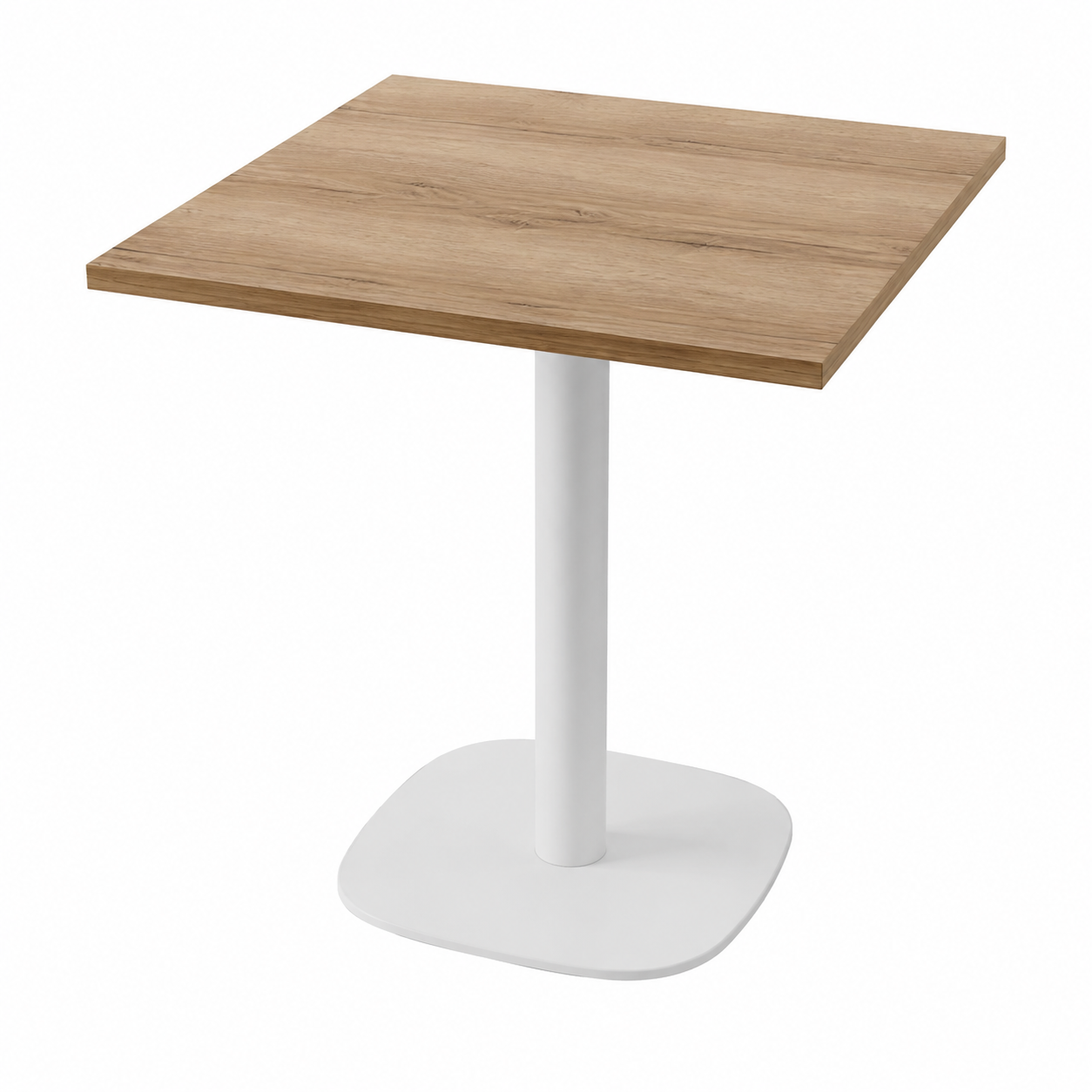 Table carrée en chêne et pieds blancs 70x70 cm