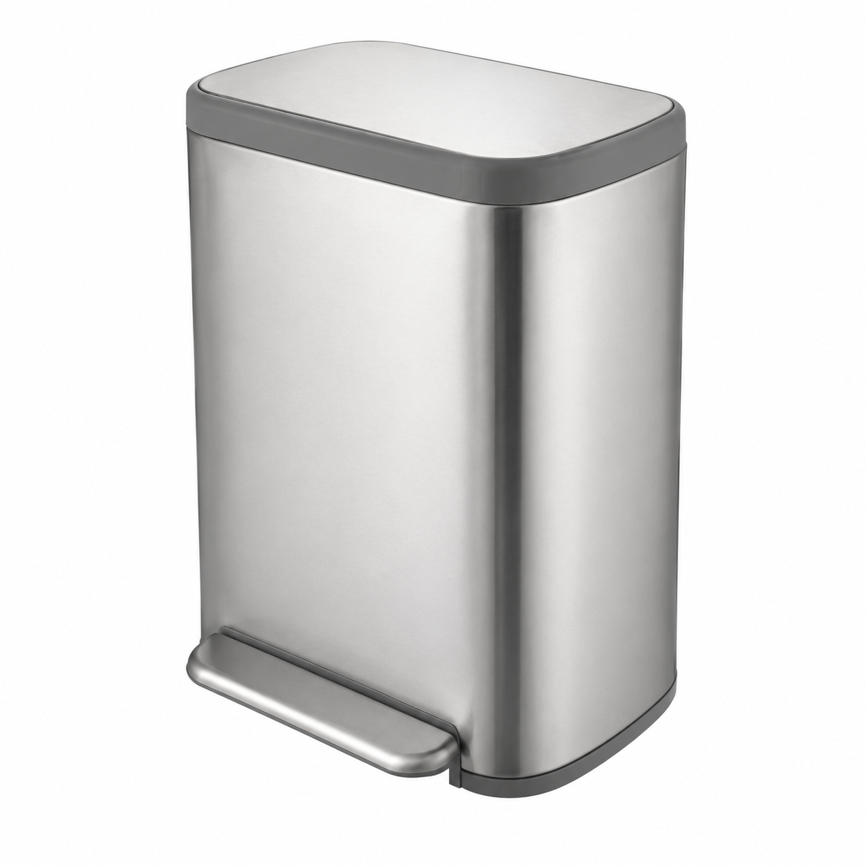 Poubelle de tri sélectif en acier inoxydable 60L argent