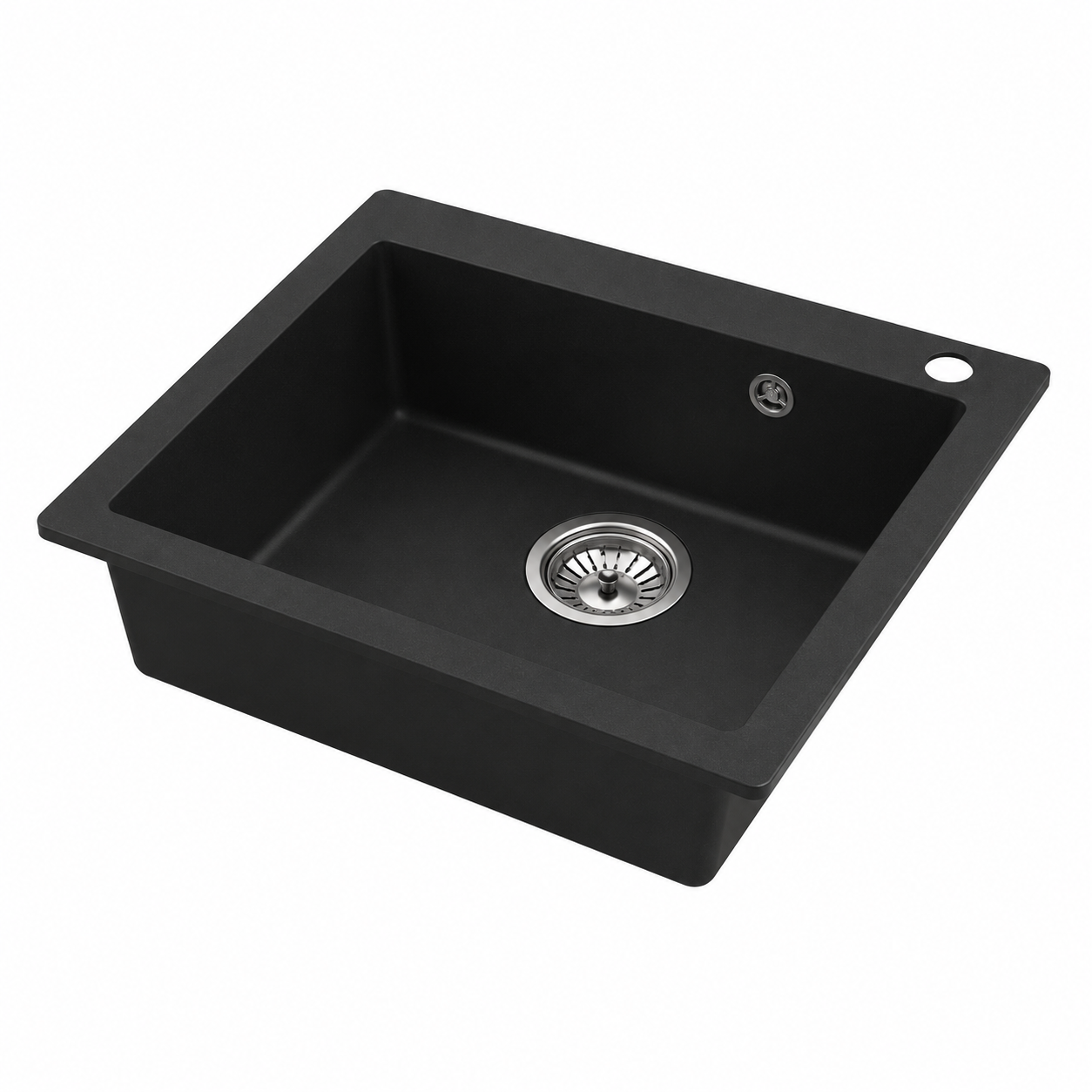 Évier rectangulaire en granit noir avec vidage inclus