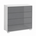 Buffet 4 tiroirs blanc mat et gris brillant