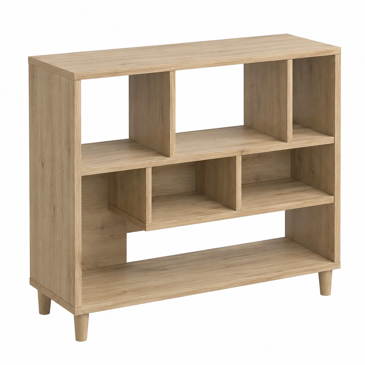 Table carrée en chêne et pieds blancs 70x70 cm