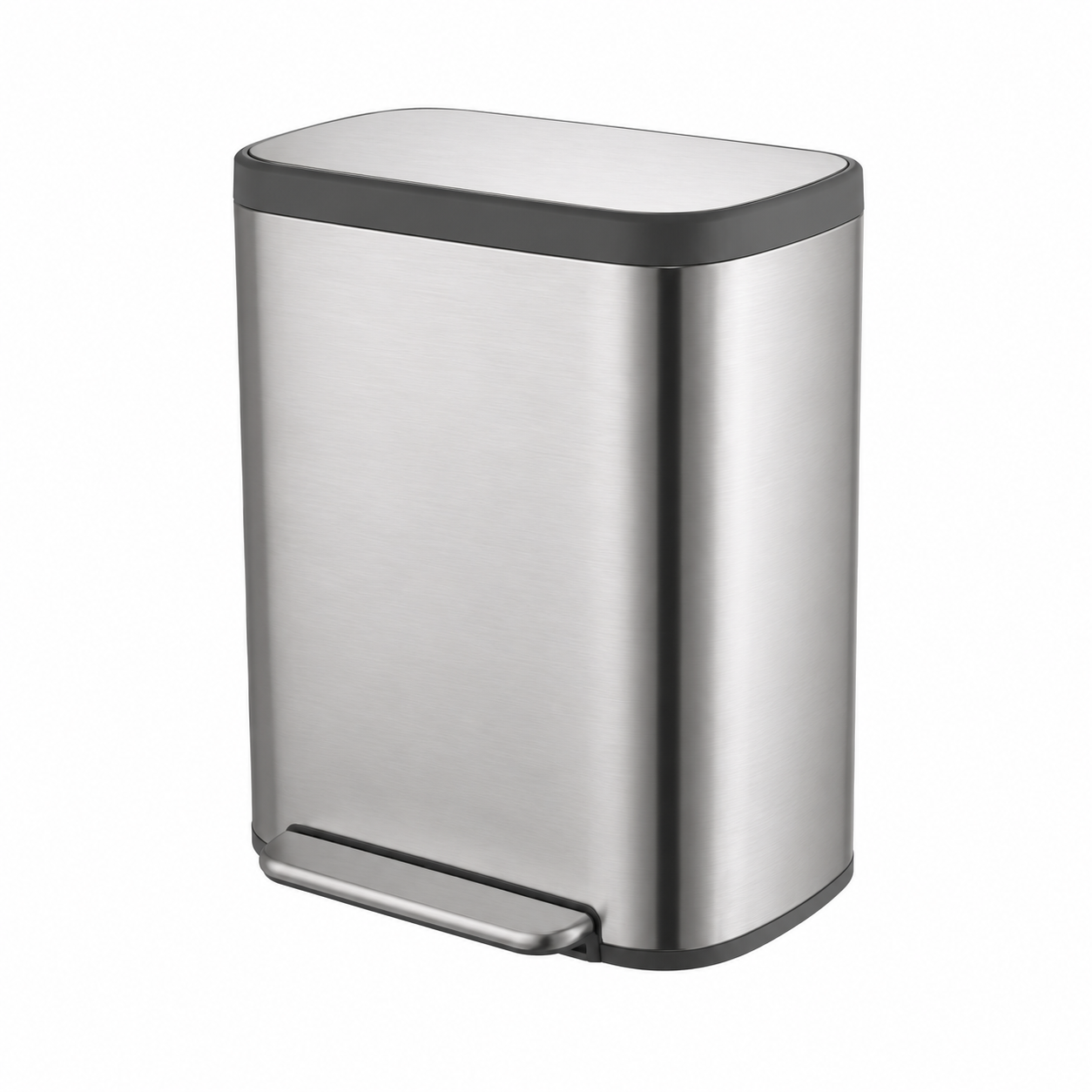Poubelle de tri sélectif en acier inoxydable 60L argent