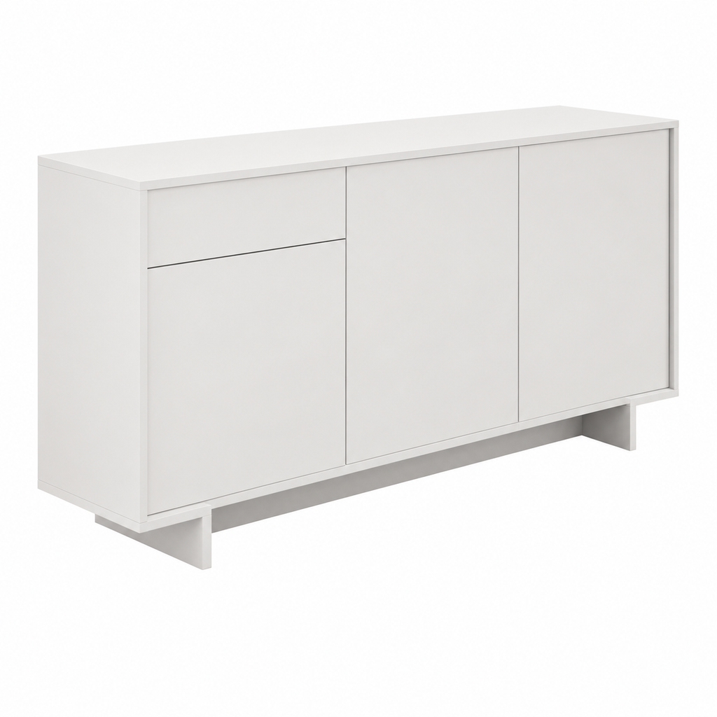Buffet de Salon Moderne avec Portes et Tiroir, Blanc