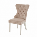 Ensemble de 4 chaises en velours avec dossier élégant - Beige