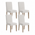 Lot de 4 chaises de salle à manger confortables en tissu bouclé crème