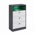Buffet moderne avec tiroirs et compartiment ouvert, éclairage LED intégré