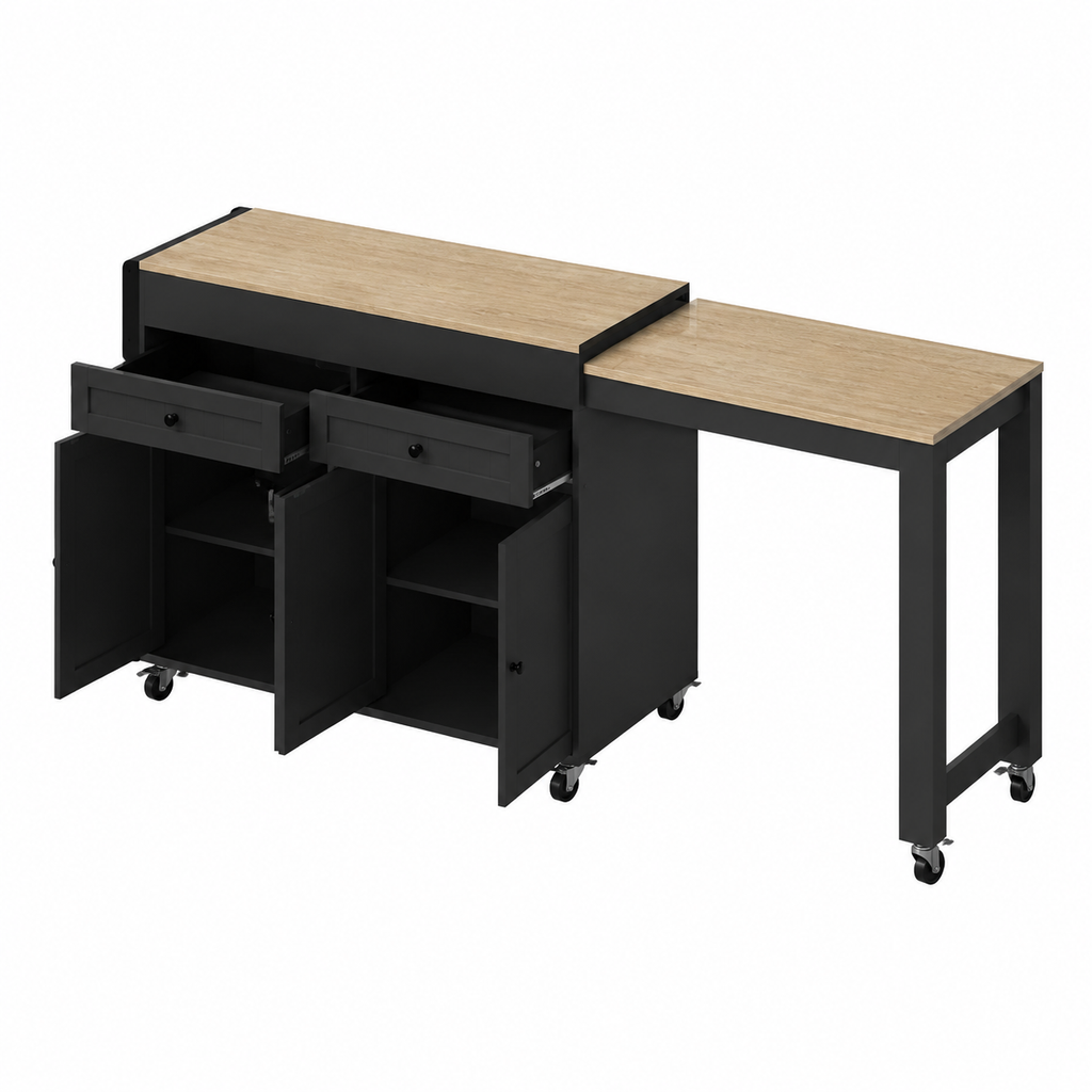 Îlot de cuisine avec rangement et plateau extensible