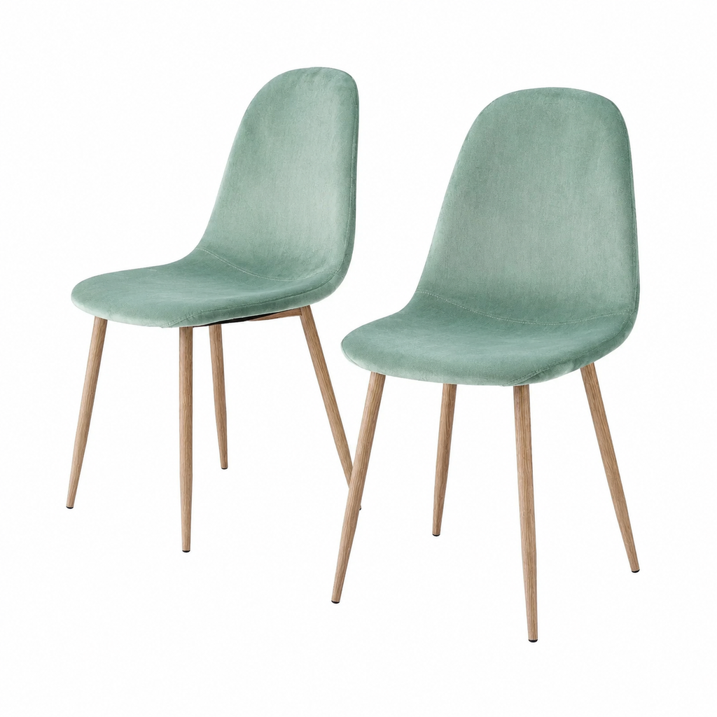 Lot de 2 chaises en velours couleur verte