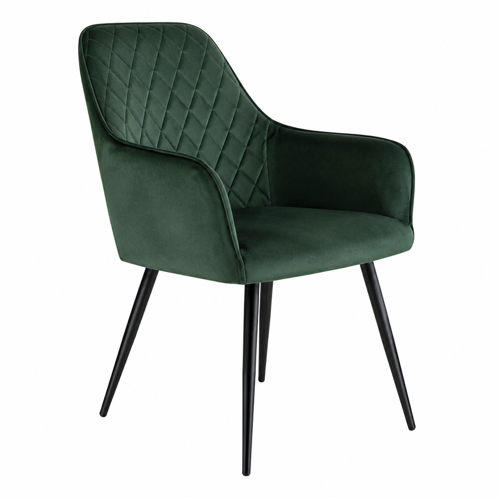 Lot de 2 chaises de salle à manger en velours vert