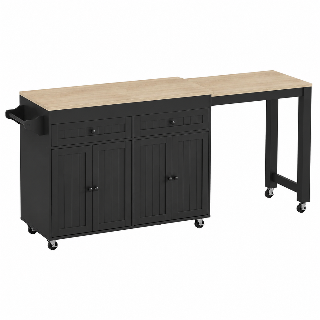 Îlot de cuisine avec rangement et plateau extensible