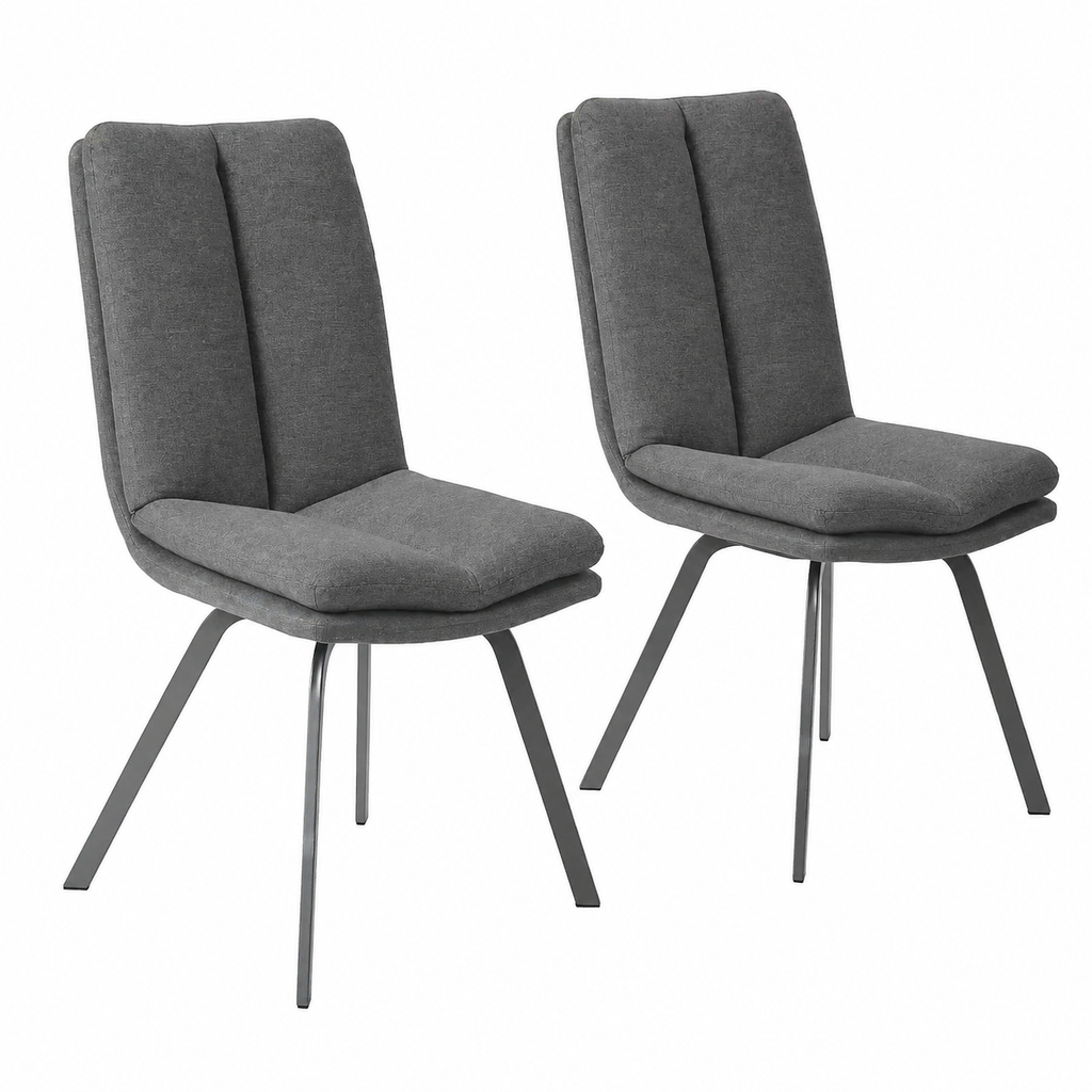 Lot de 2 chaises grises avec coussin confortable