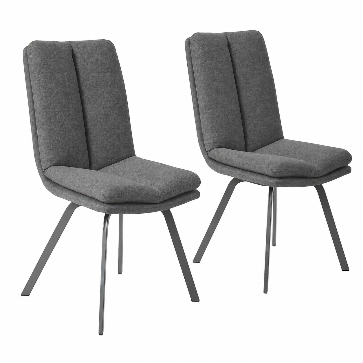Lot de 2 chaises grises avec coussin confortable