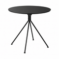 Table ronde noire à trois pieds de 80 cm