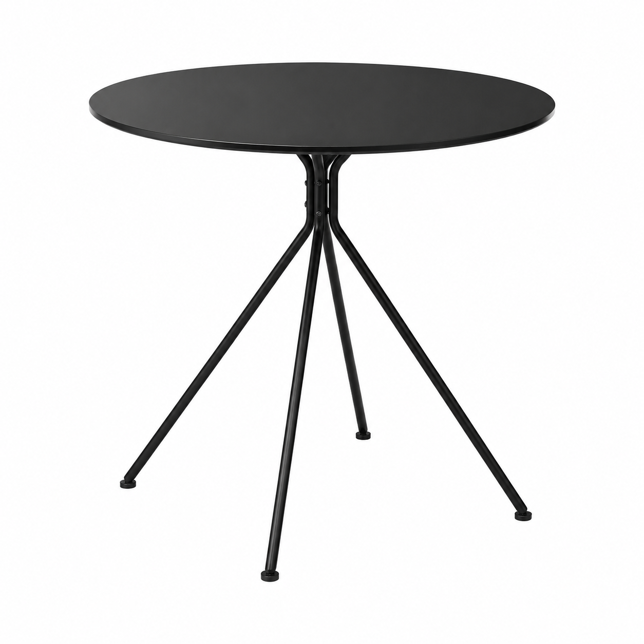 Table ronde noire à trois pieds de 80 cm