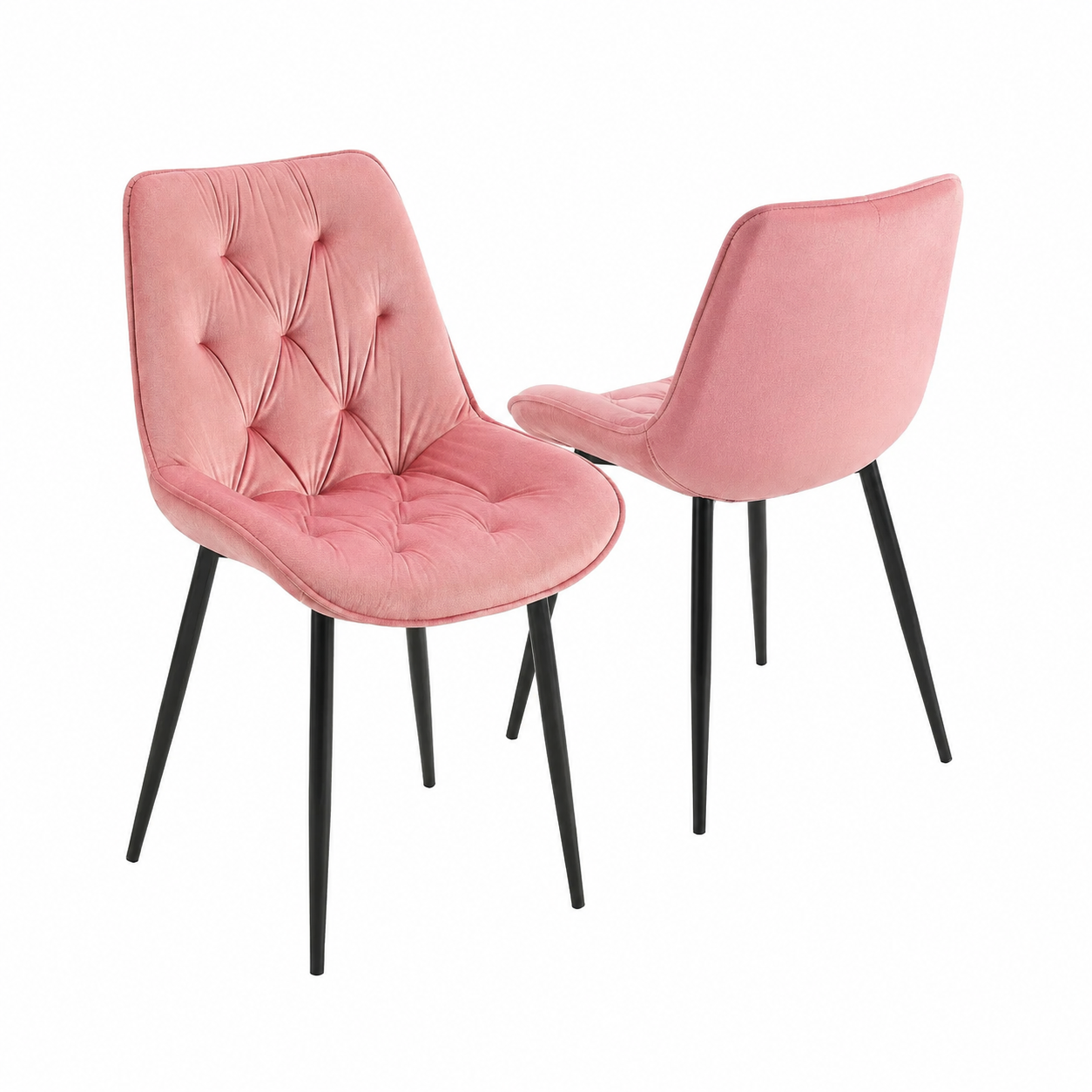 Chaises de Salle à Manger en Velours - Lot de 2 - Couleur Rose