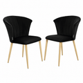 Lot de 2 chaises en velours vintage noir pour salon