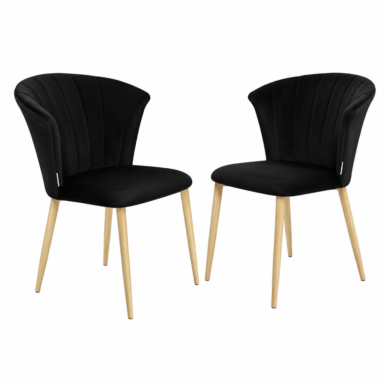 Lot de 2 chaises en velours vintage noir pour salon