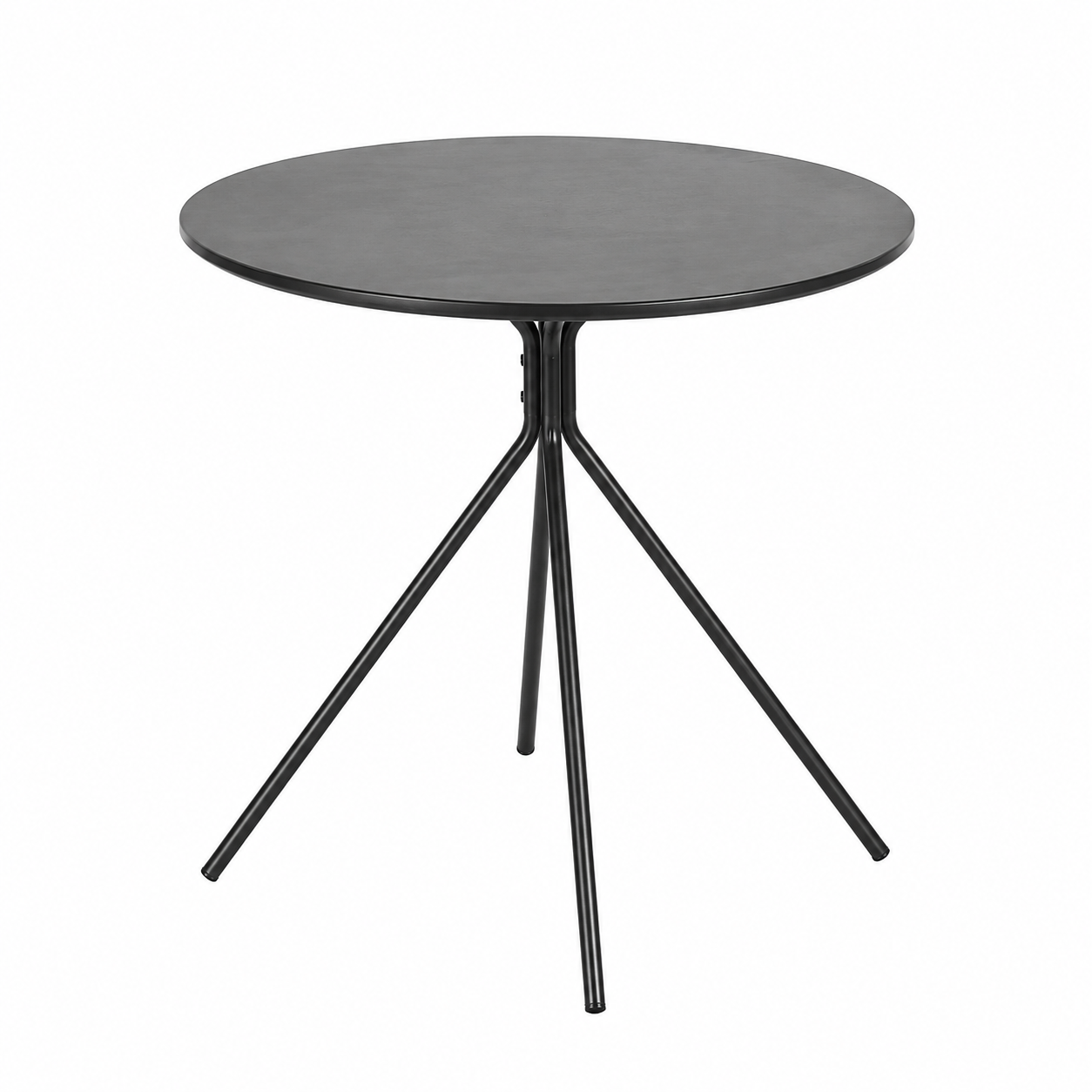 Table ronde noire à trois pieds de 80 cm