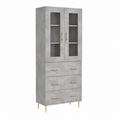 Grand meuble de rangement gris béton en bois d'ingénierie 69,5x34x180 cm