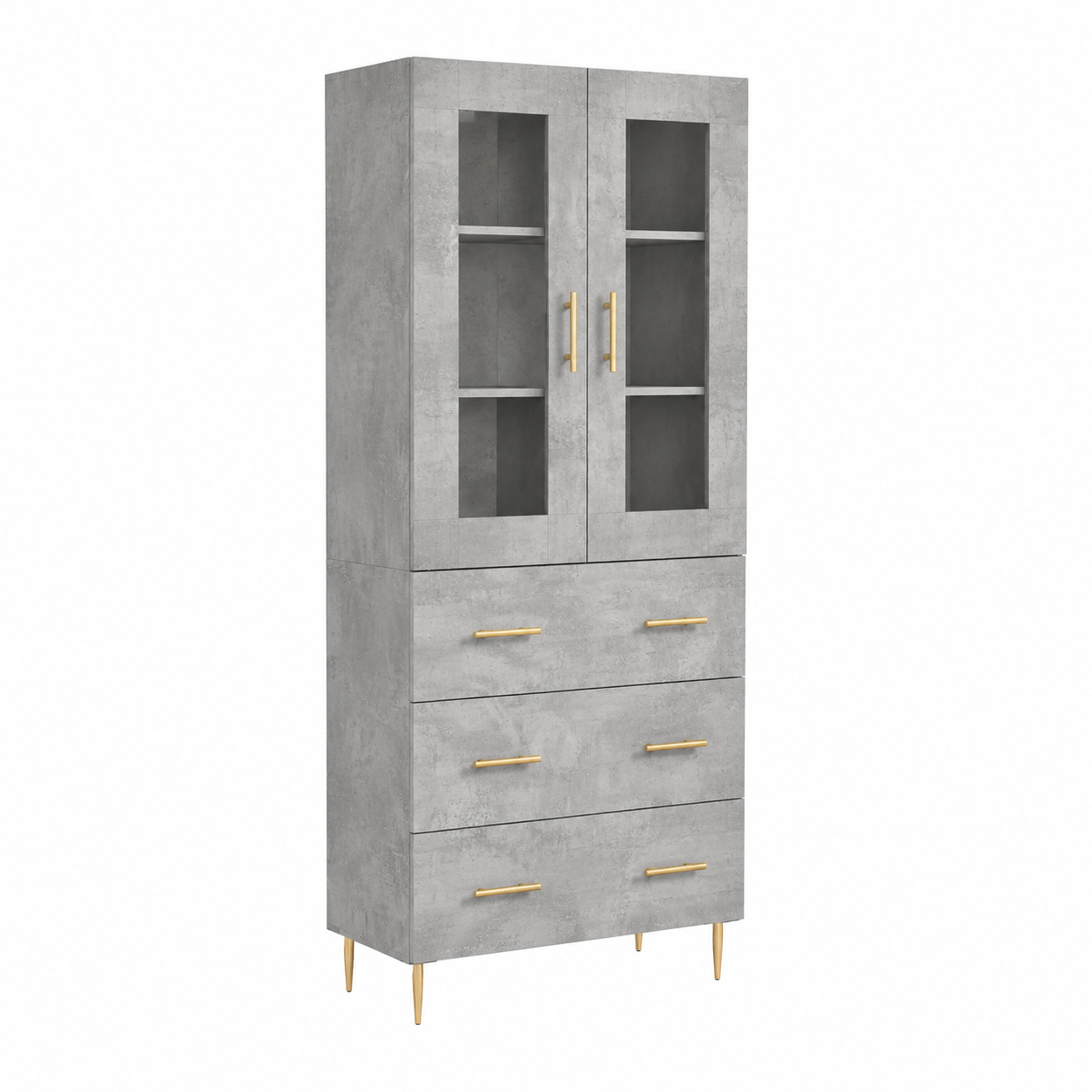 Grand meuble de rangement gris béton en bois d'ingénierie 69,5x34x180 cm