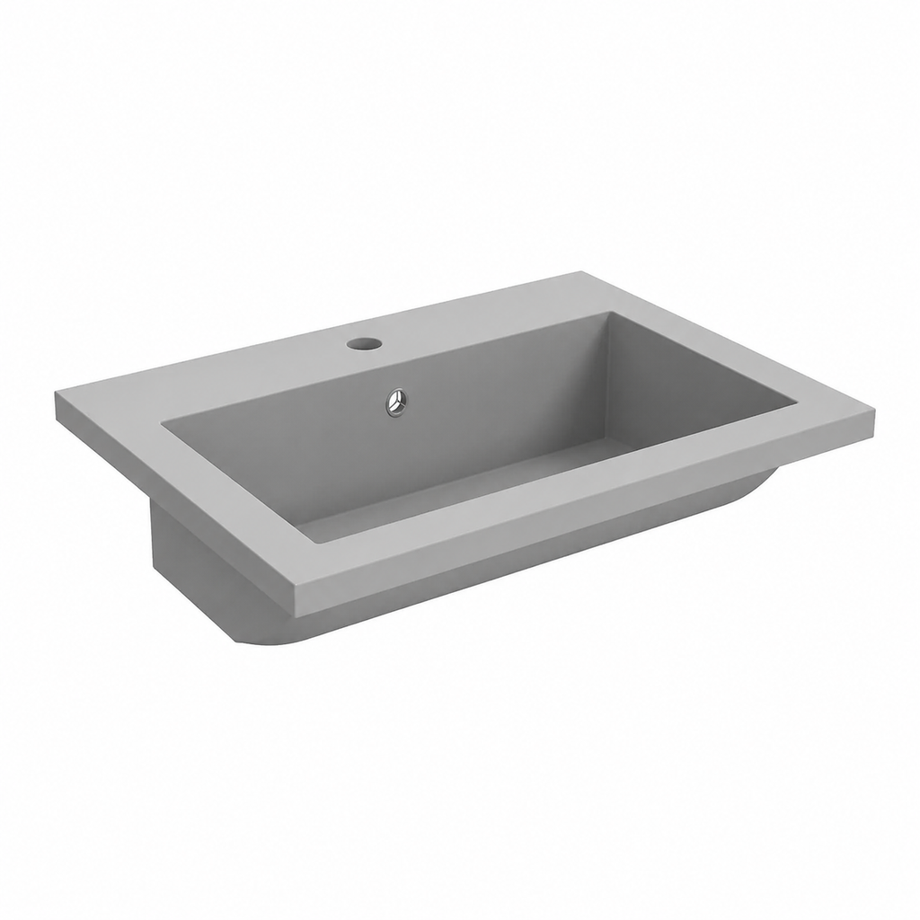 Évier de cuisine en granit gris 600 x 450 x 120 mm