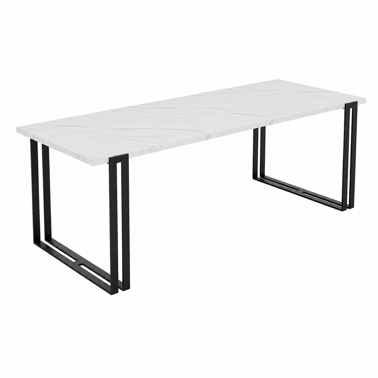 Table à manger extensible en marbre blanc, 160x220 cm