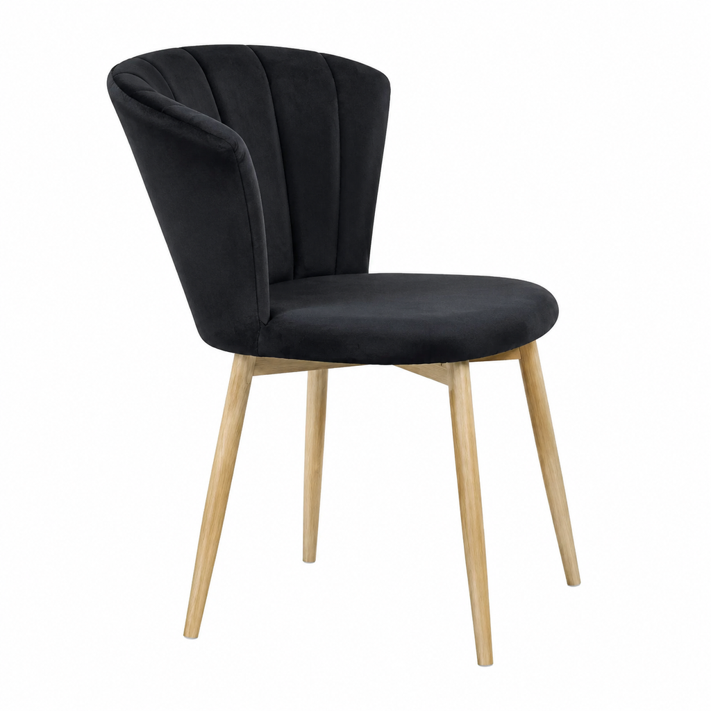 Lot de 2 chaises en velours vintage noir pour salon