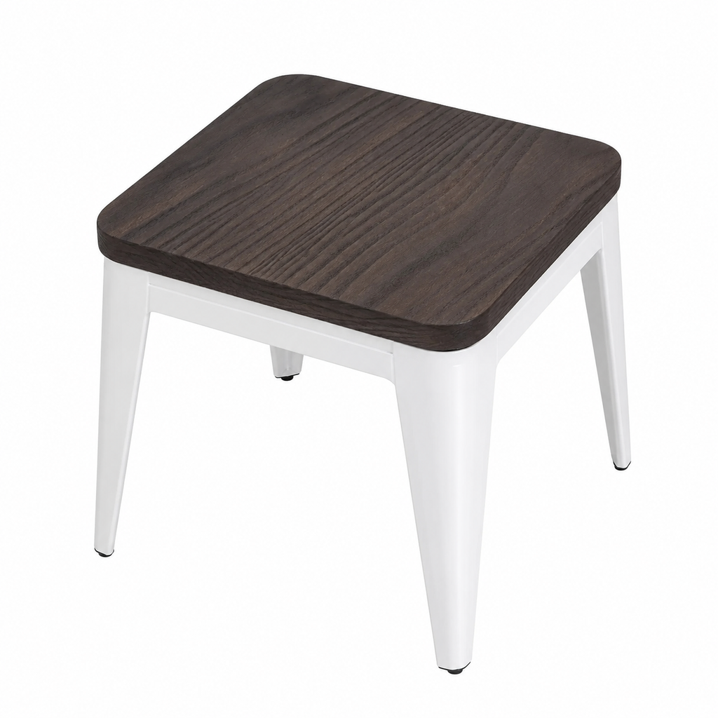 Lot de 4 tabourets avec assise en bois, couleur blanche