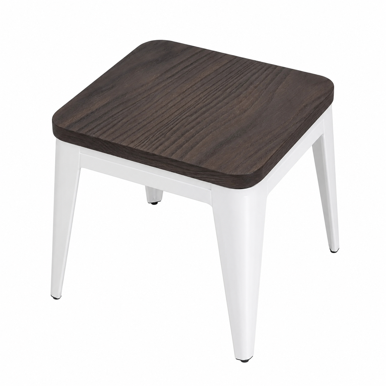 Lot de 4 tabourets avec assise en bois, couleur blanche