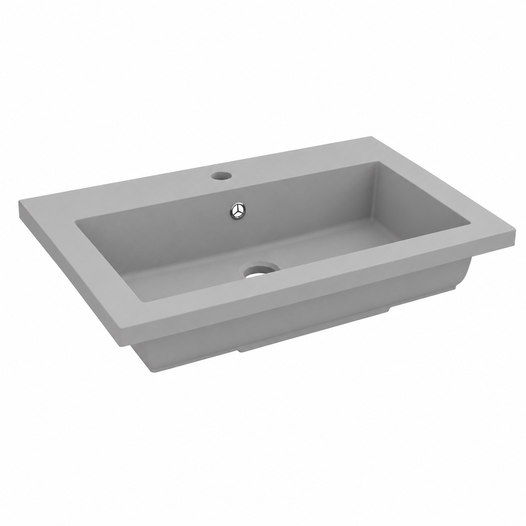Évier de cuisine en granit gris 600 x 450 x 120 mm