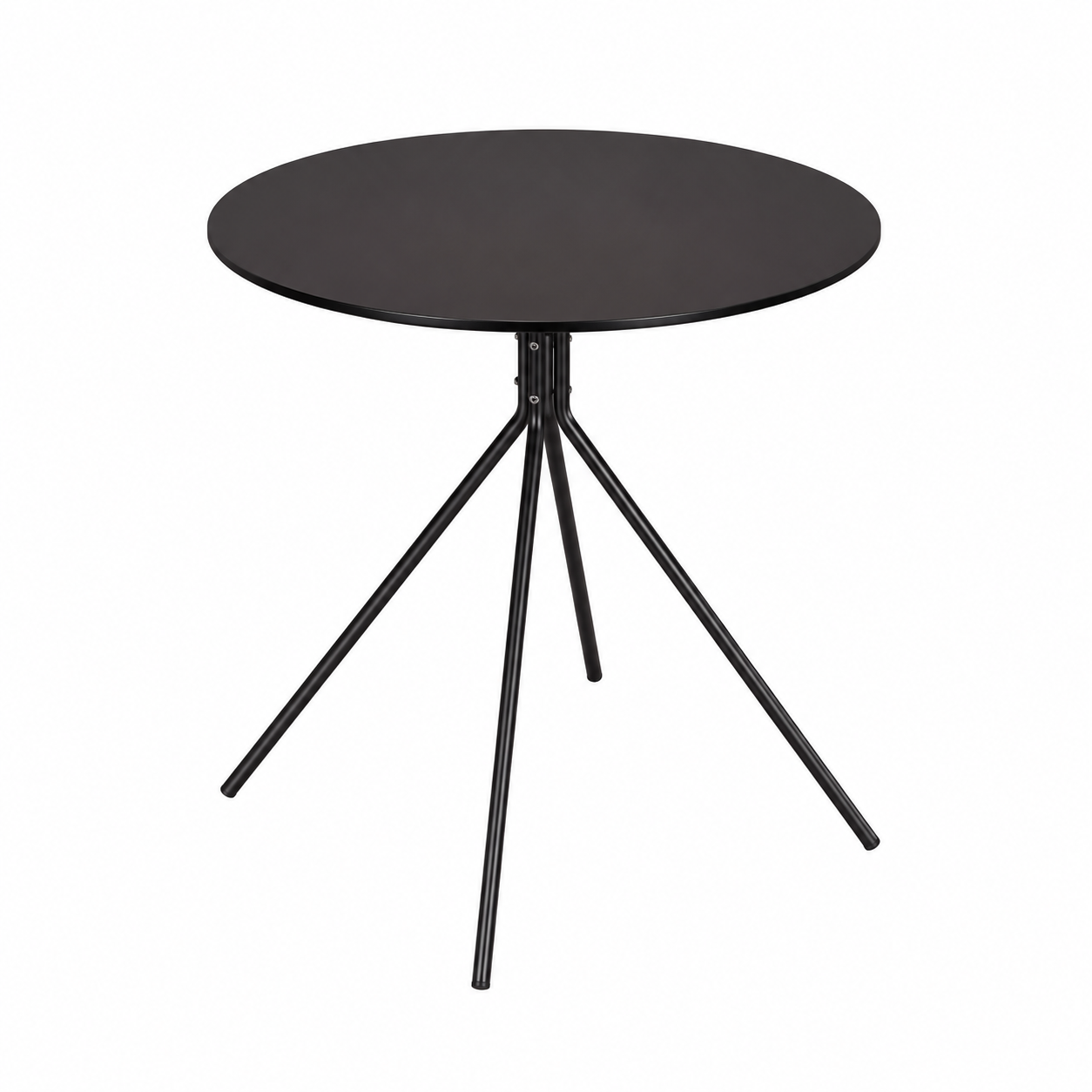 Table ronde noire à trois pieds de 80 cm