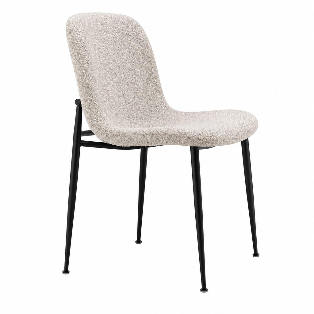 Chaise Confortable en Tissu Bouclé Beige