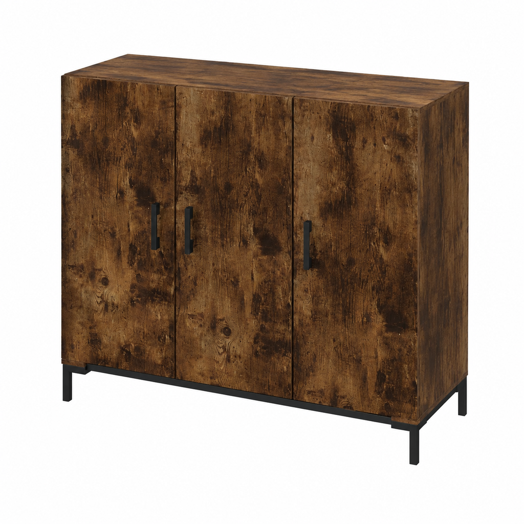 Buffet contemporain en chêne fumé 90x34x80 cm