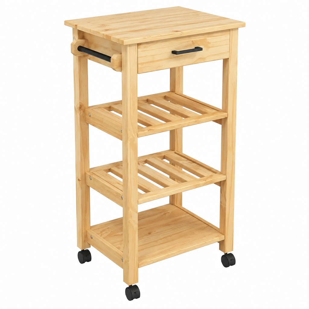 Chariot de cuisine en pin massif 48x40x90