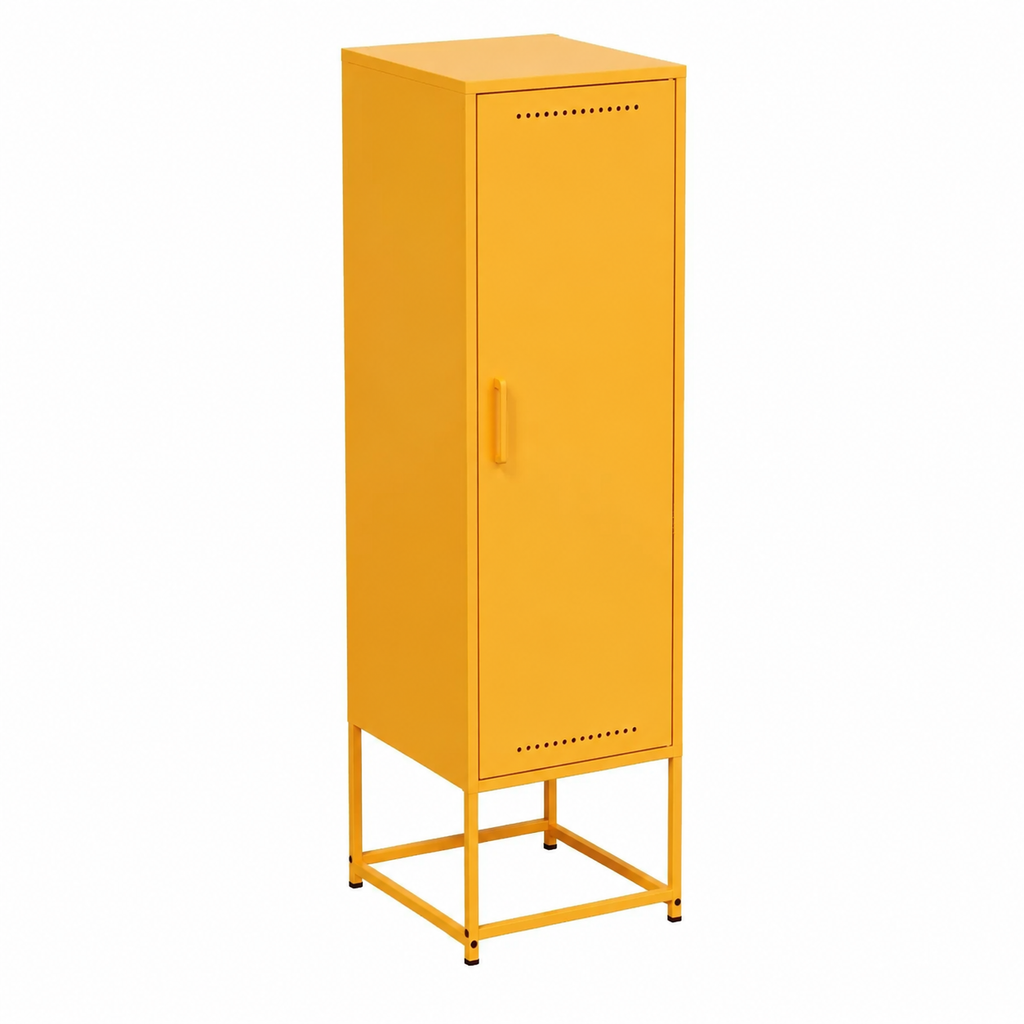 Armoire Commode Jaune avec Étagères, 36 x 39 x 123 cm