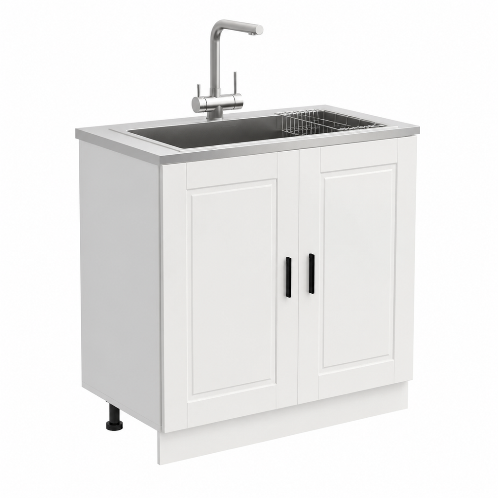 Armoire basse pour évier, finition blanche, 80x46x81,5 cm