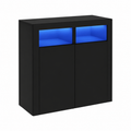 Meuble de rangement moderne avec éclairage LED intégrée noir