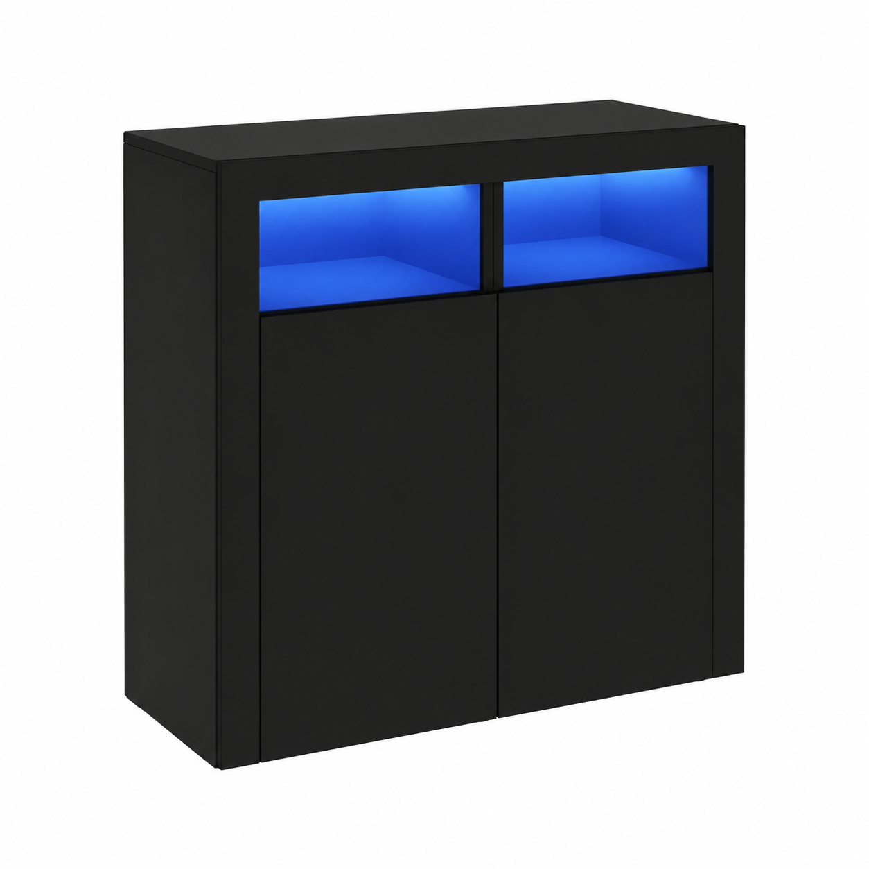 Meuble de rangement moderne avec éclairage LED intégrée noir