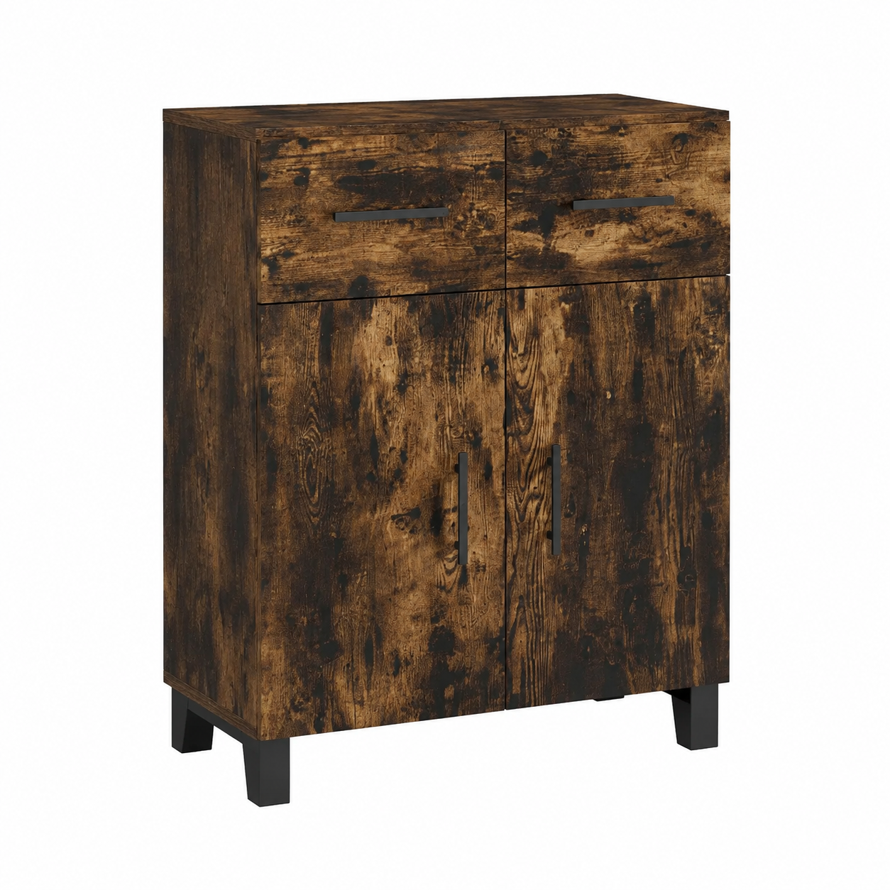 Meuble de rangement en bois d'ingénierie chêne fumé