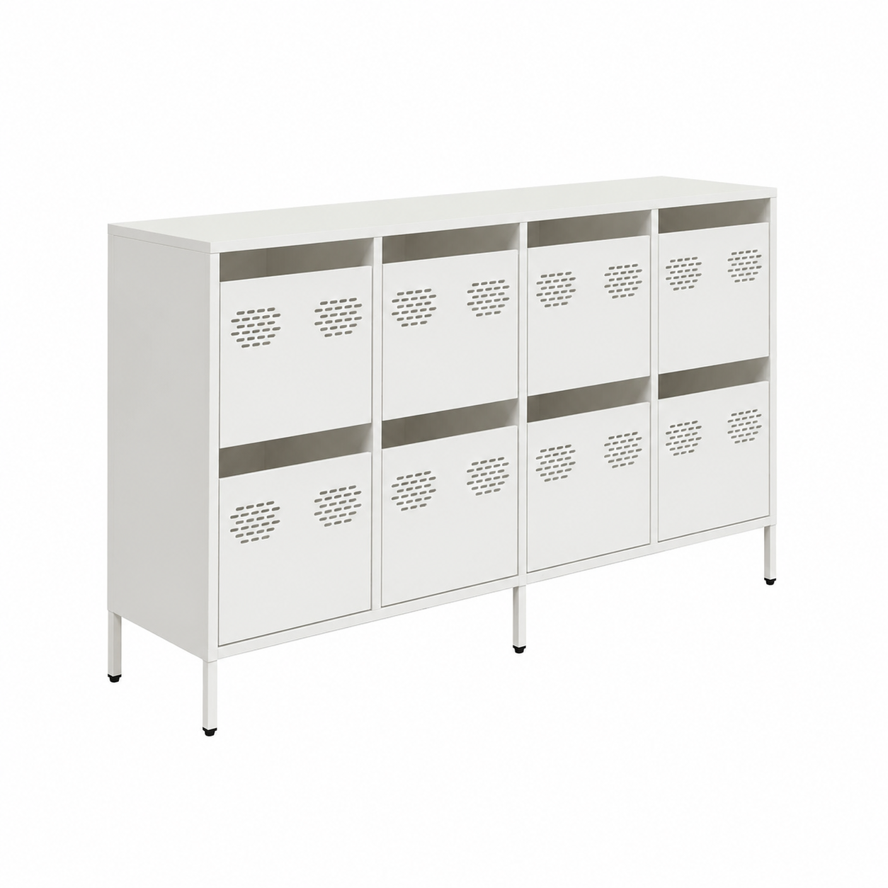 Buffet moderne blanc en acier 135x39x73,5 cm