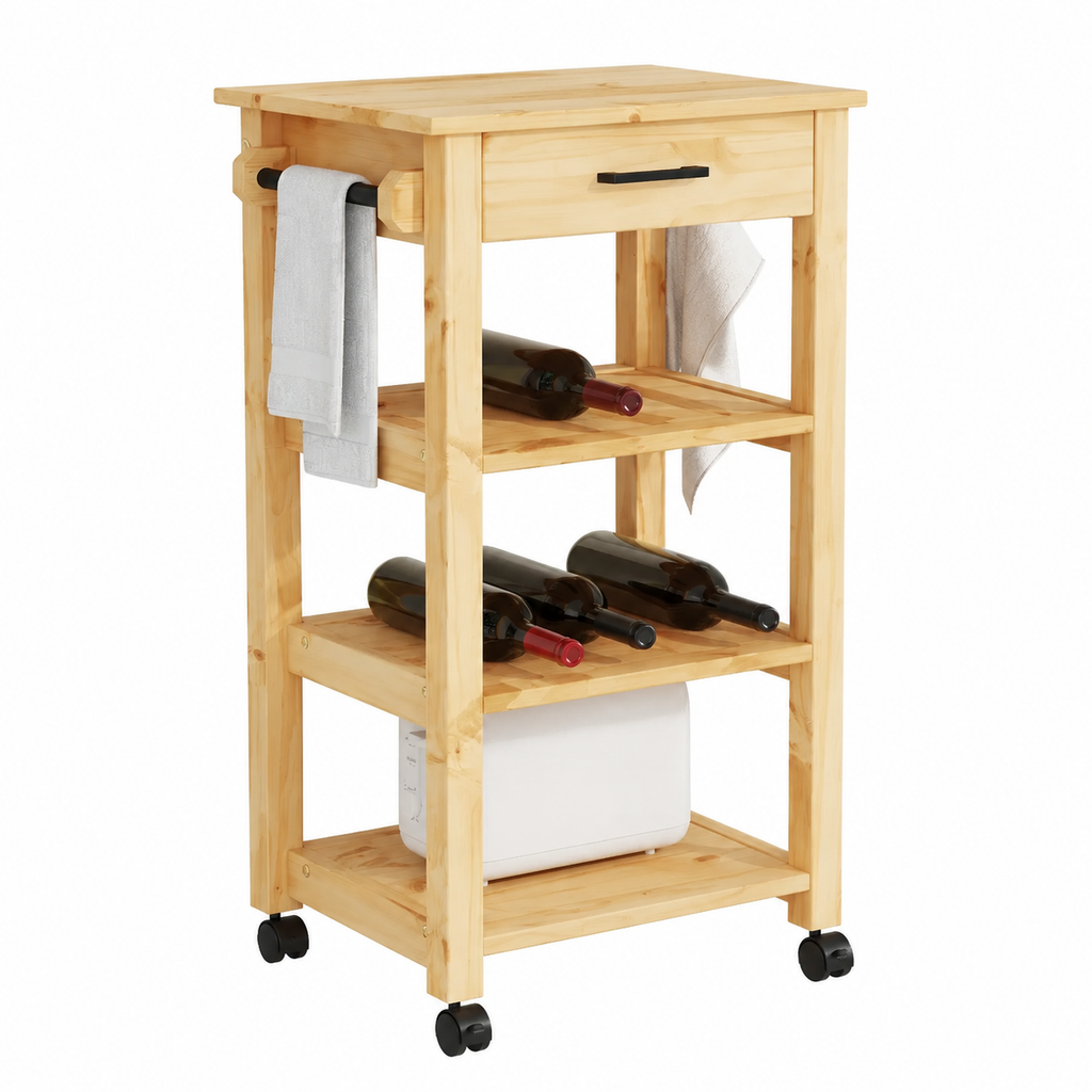 Chariot de cuisine en pin massif 48x40x90