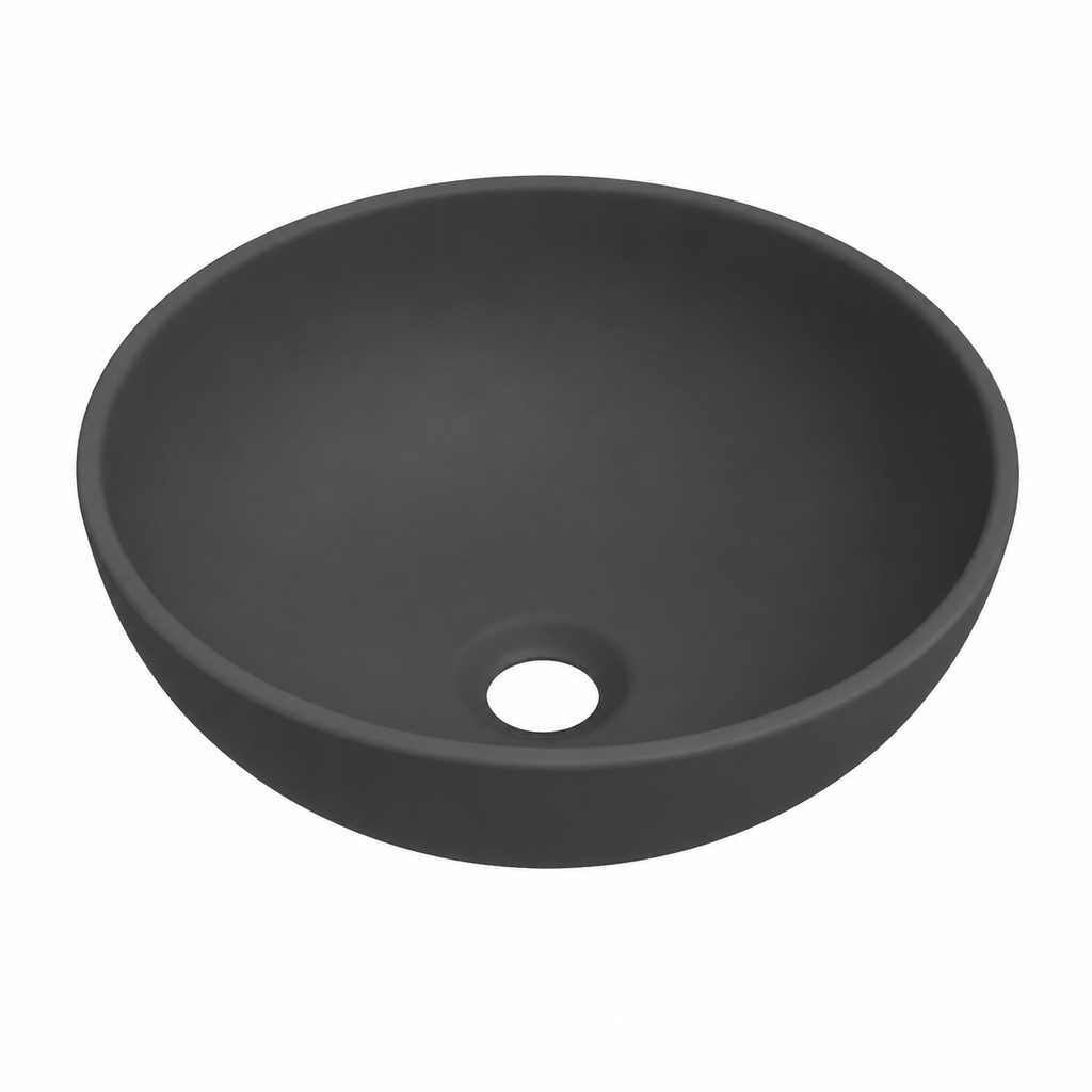 Lavabo rond de salle de bain en céramique gris foncé