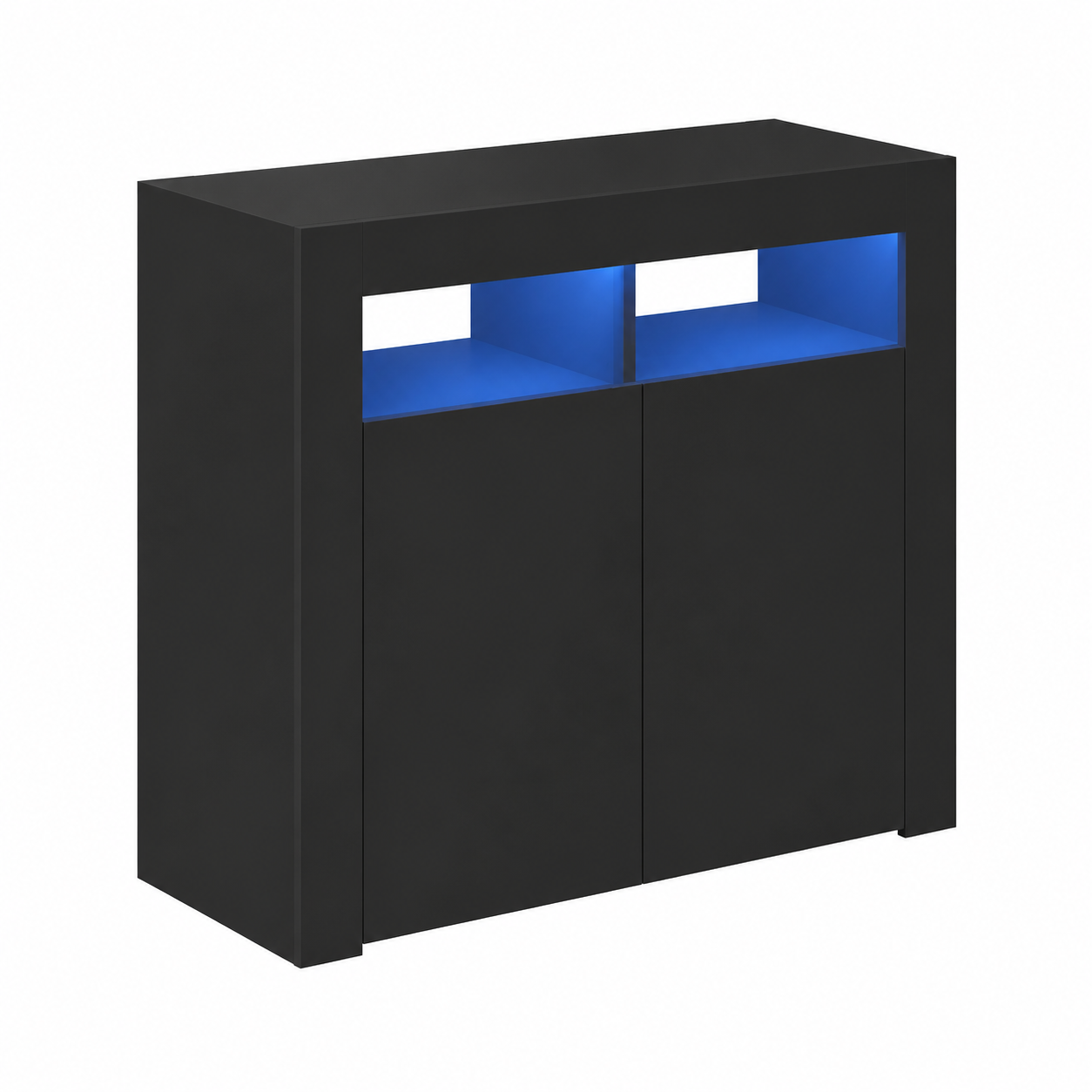 Meuble de rangement moderne avec éclairage LED intégrée noir