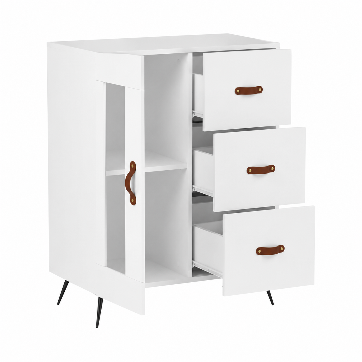 Armoire en Bois Blanc avec Tiroirs 69.5 x 34 x 90 cm