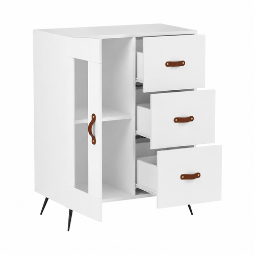 Armoire en Bois Blanc avec Tiroirs 69.5 x 34 x 90 cm