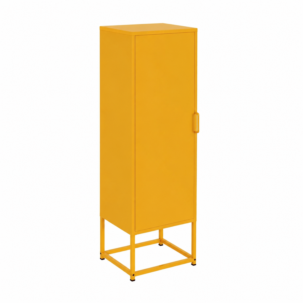 Armoire Commode Jaune avec Étagères, 36 x 39 x 123 cm