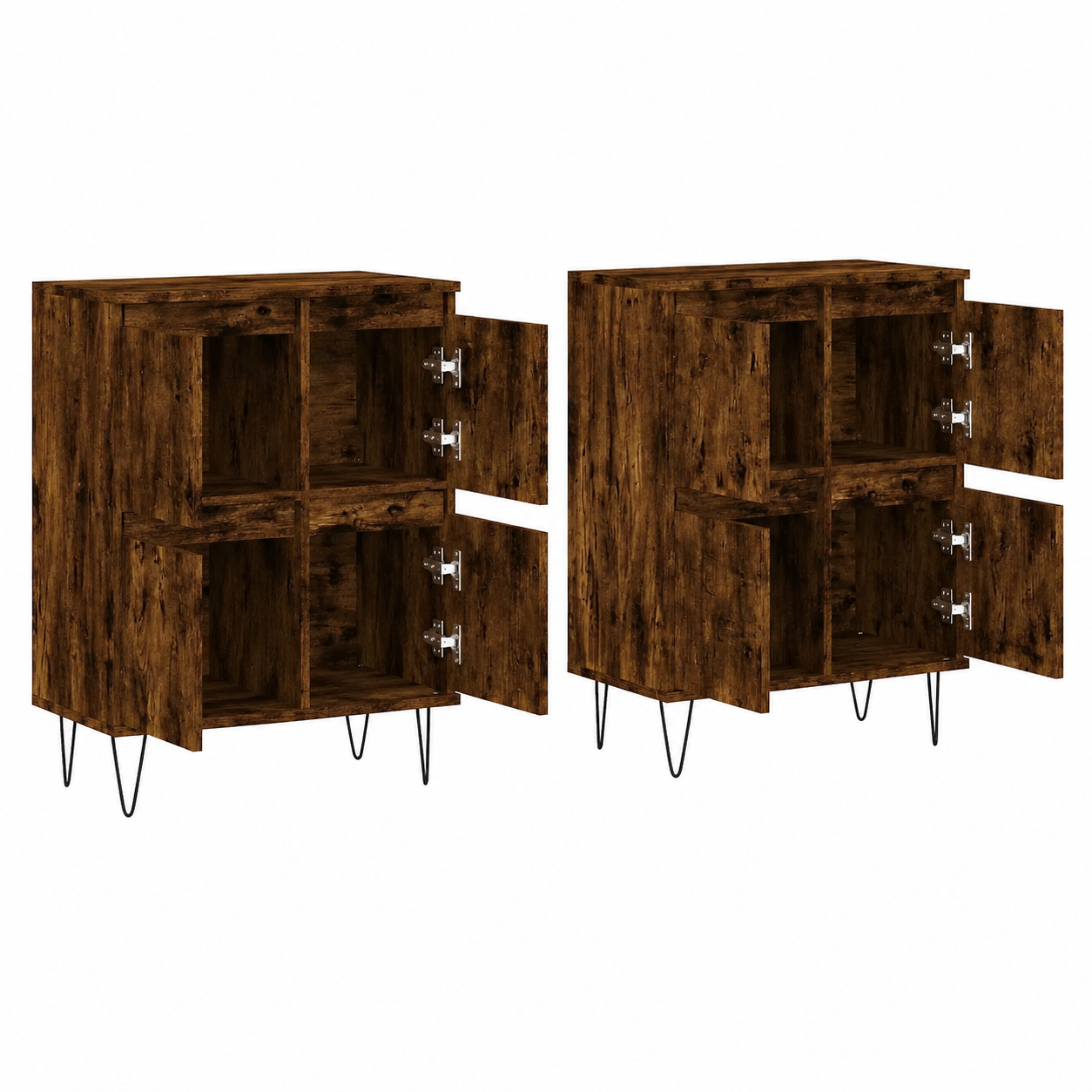Ensemble de 2 buffets en bois de chêne fumé