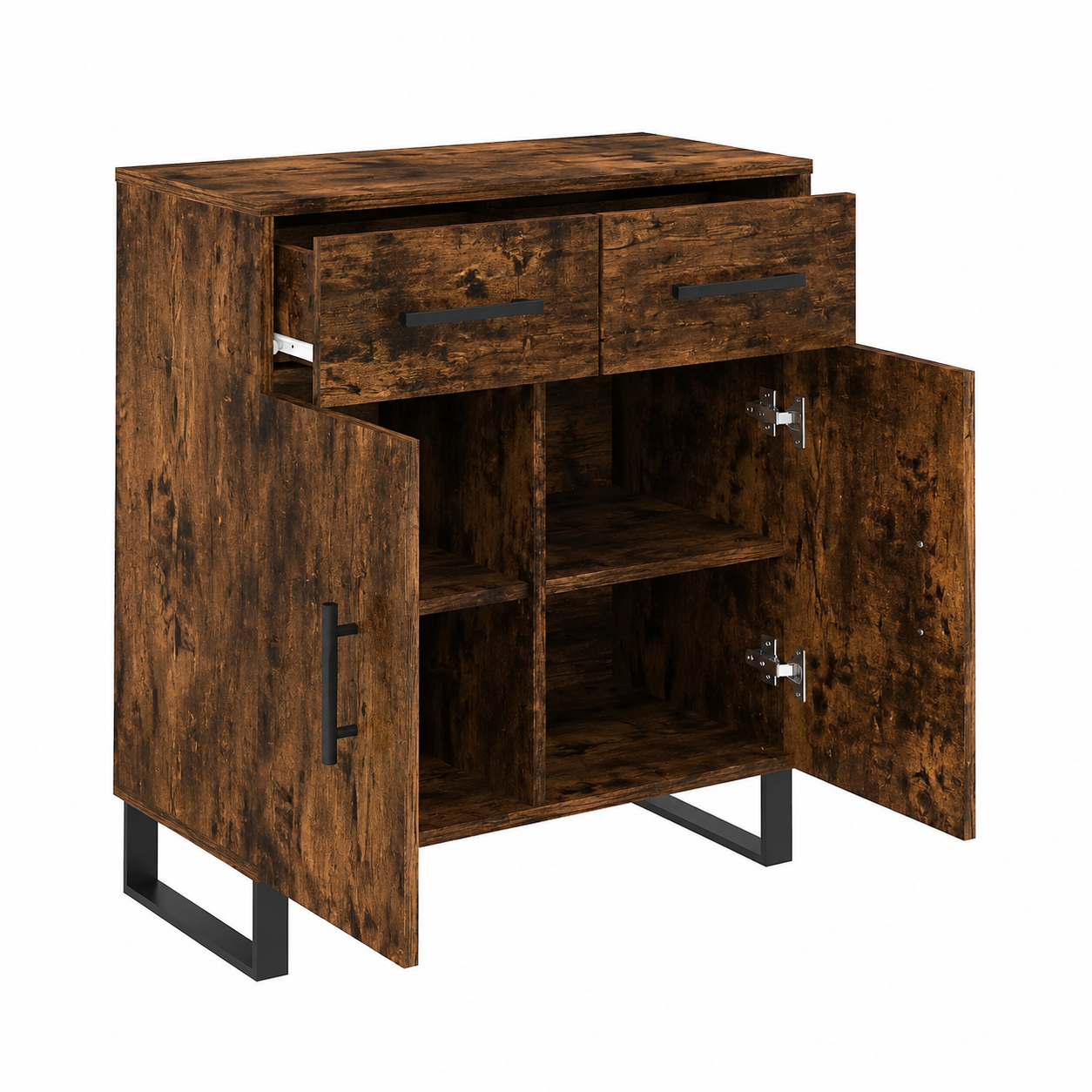 Meuble de rangement en bois d'ingénierie chêne fumé