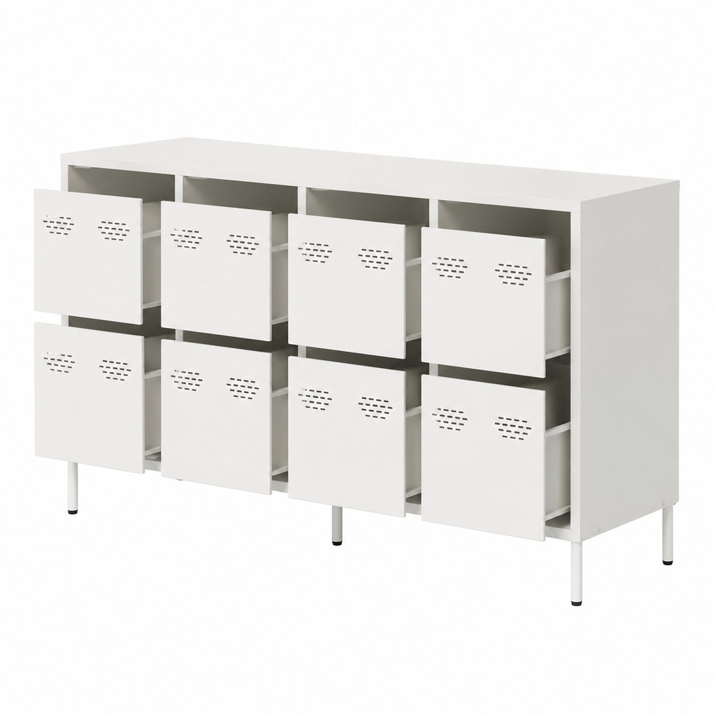 Buffet moderne blanc en acier 135x39x73,5 cm