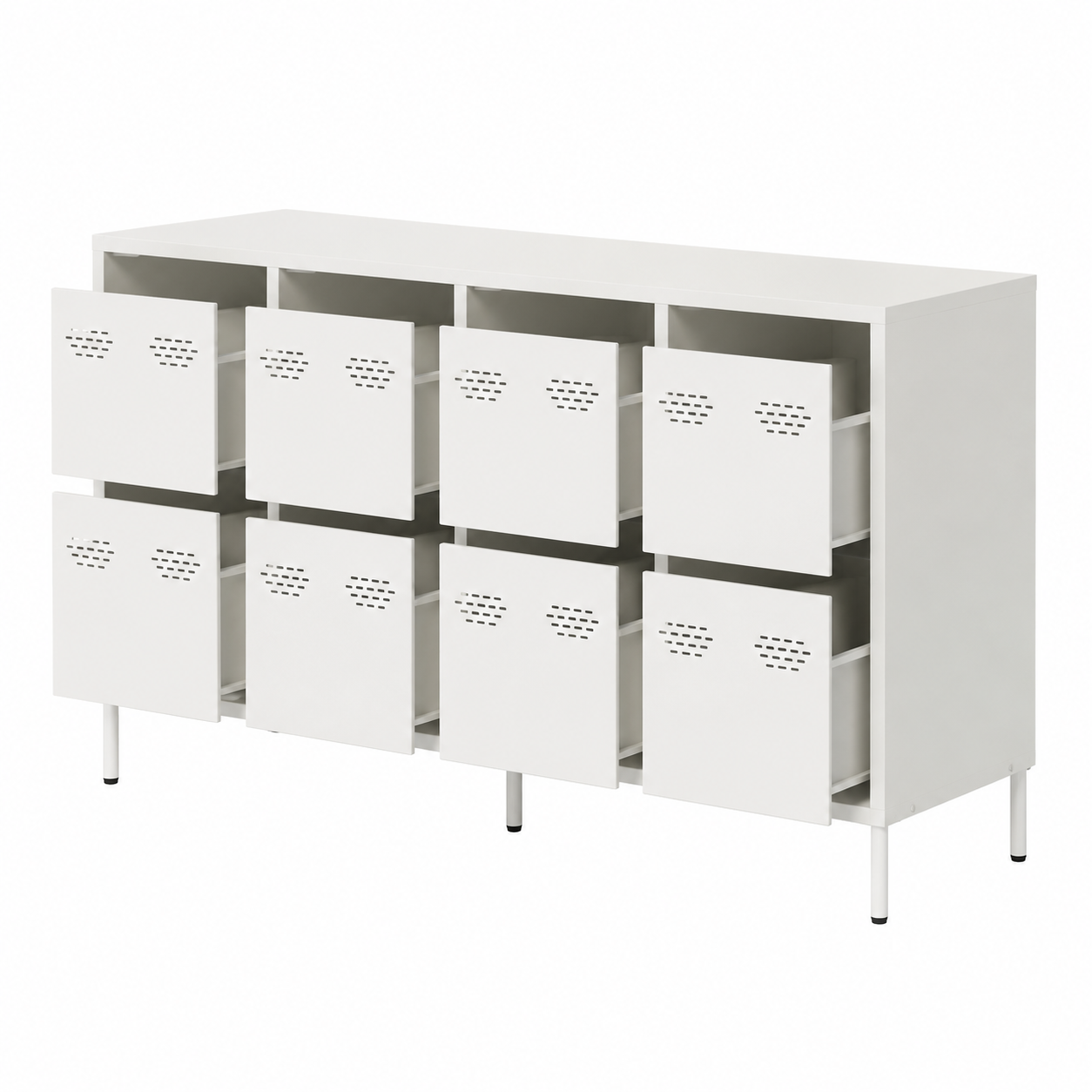 Buffet moderne blanc en acier 135x39x73,5 cm